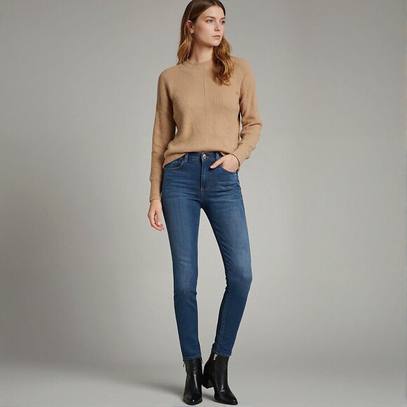 FRAME Le Skinny de Jeanne Mid-Rise Skinny Jeans Indigo Wash Size 26W - Picture 2 of 14